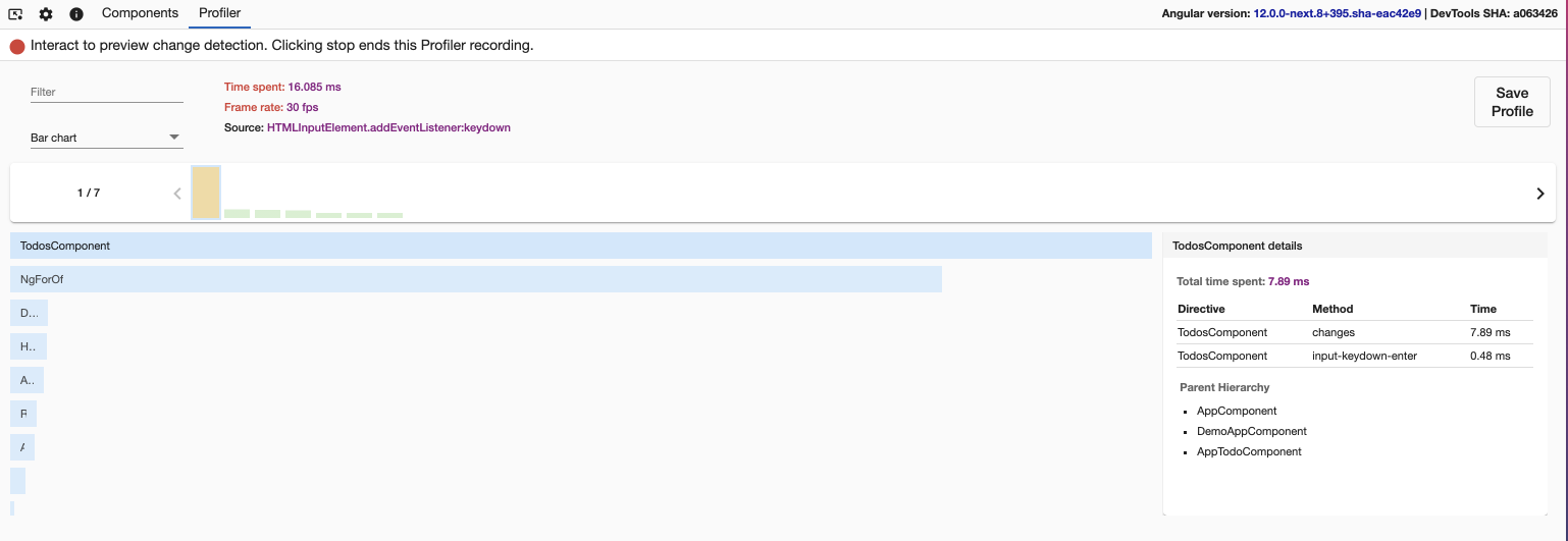 Image of Profiler tab