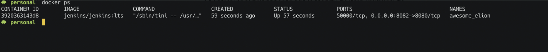 your container running
