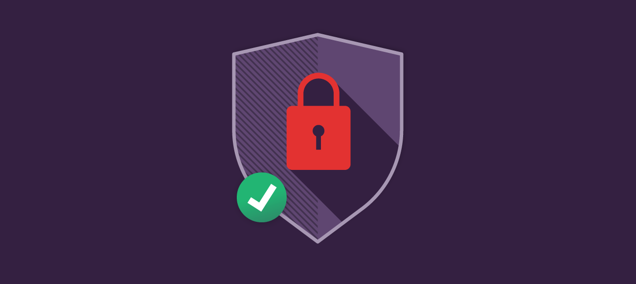 Padlock over a shield with a checkmark