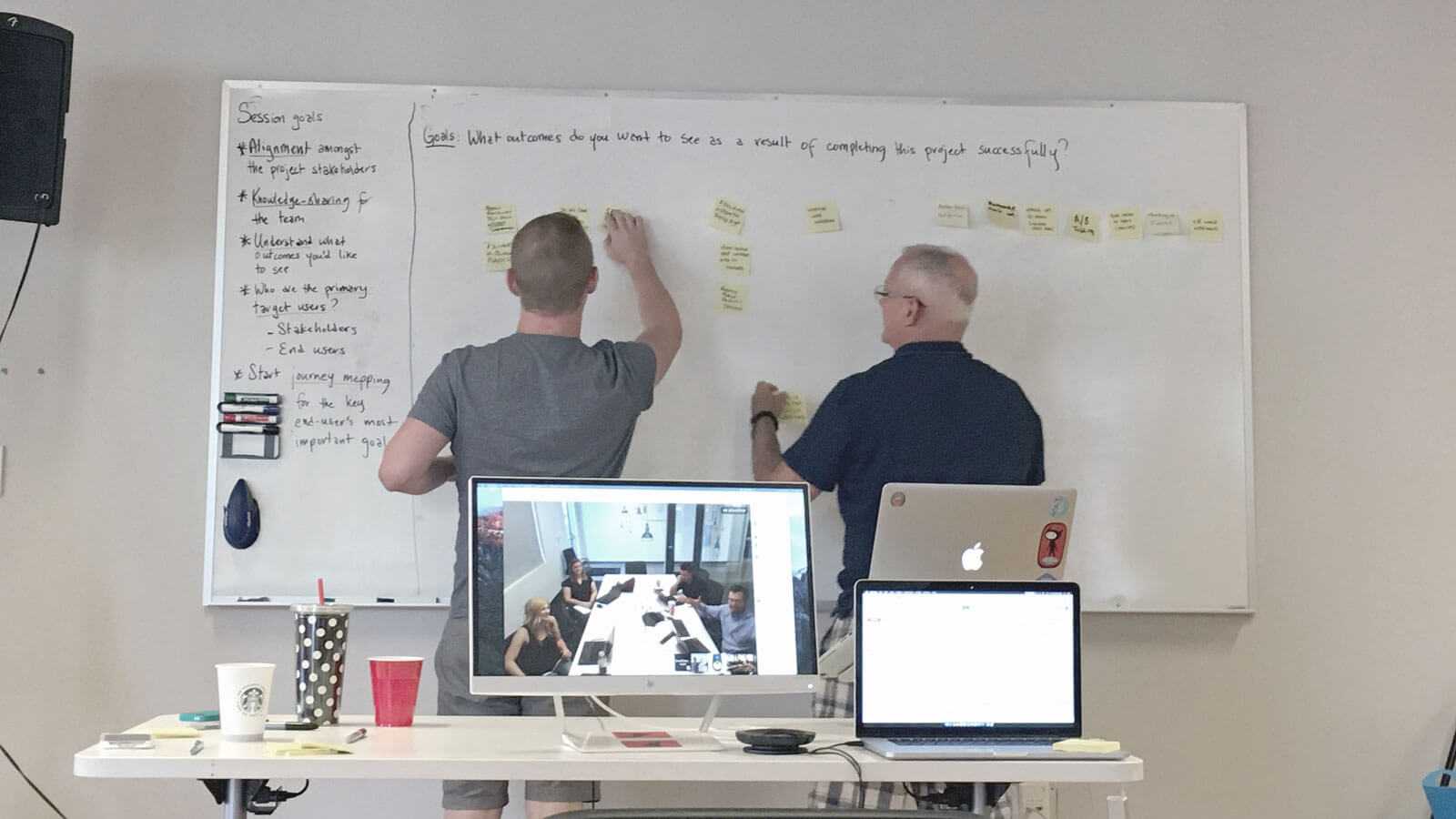 Clients affinity mapping the Goals section of Clarity Canvas