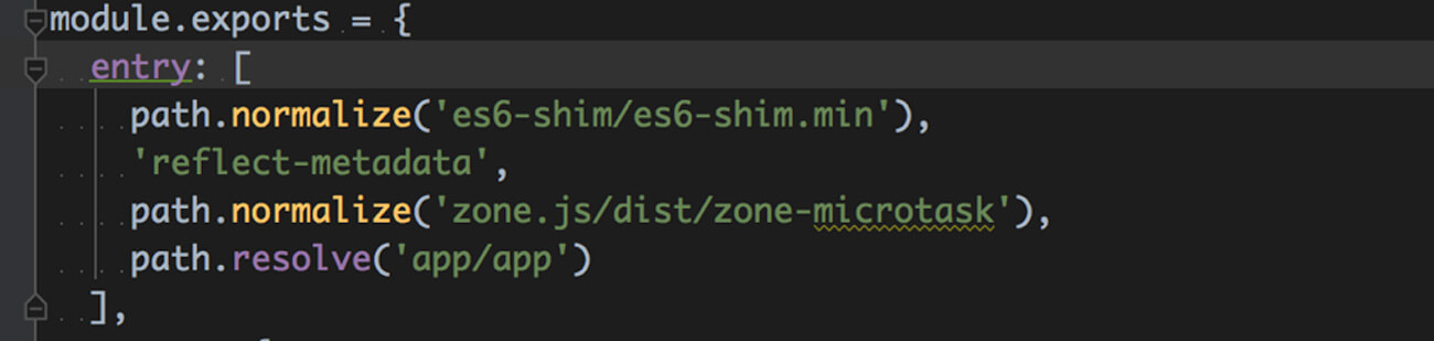 path.resolve('app/app') is the last item in entry properties array