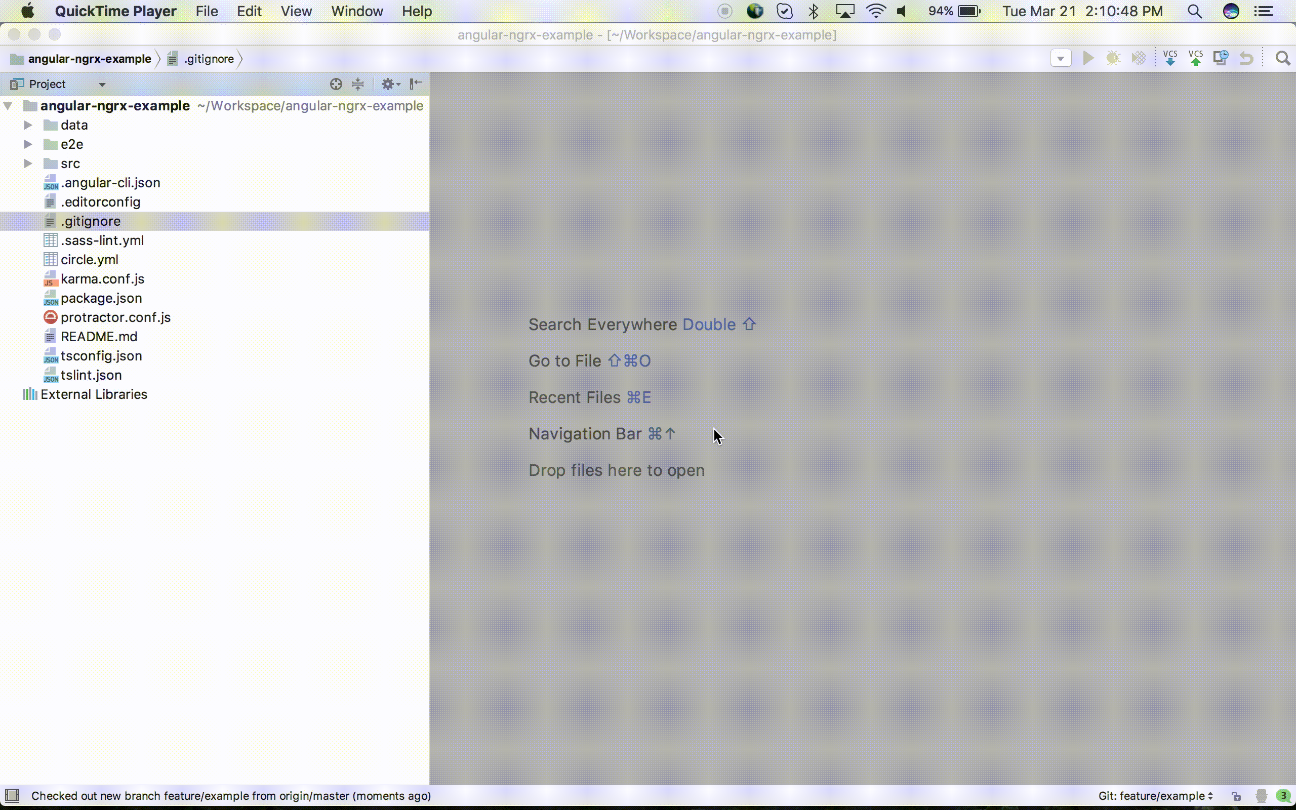 example gif of creating a new branch