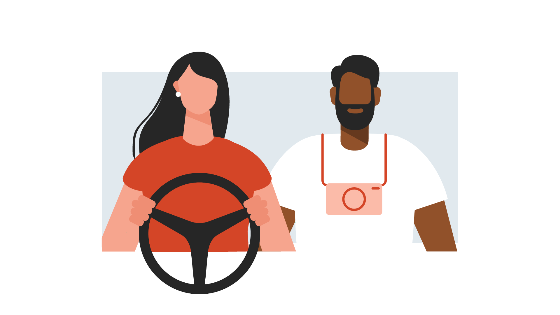 a driver and a passenger