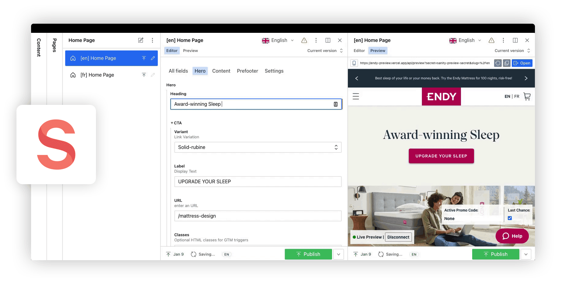 user interface on Sanity