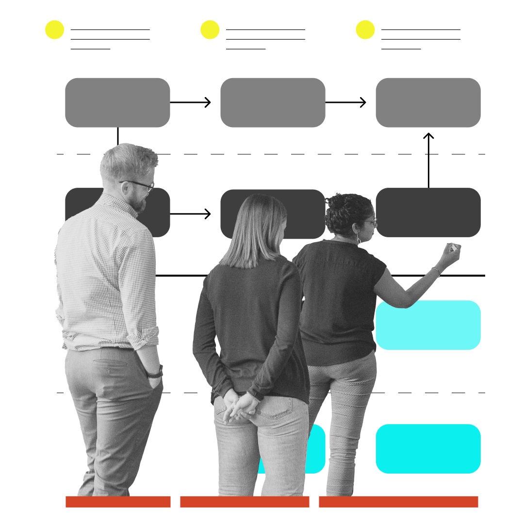 Service Blueprint Design. Collage.