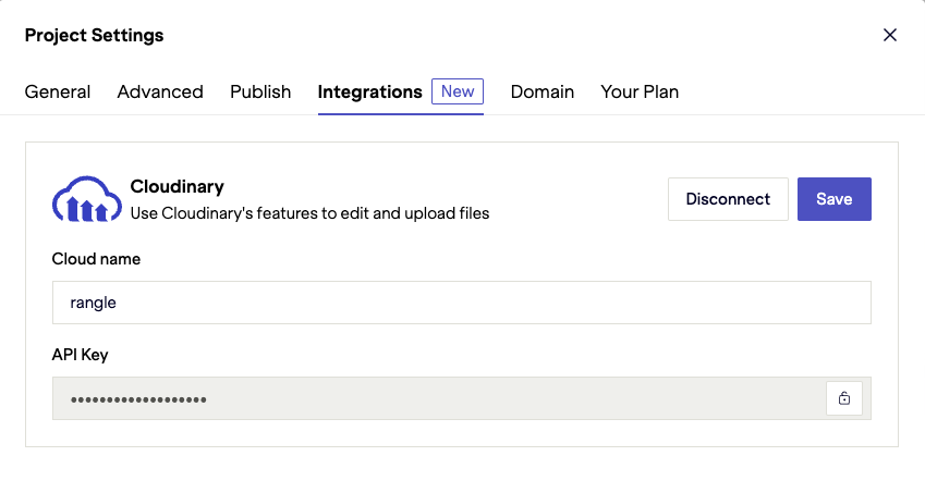Stackbit cloudinary integration settings