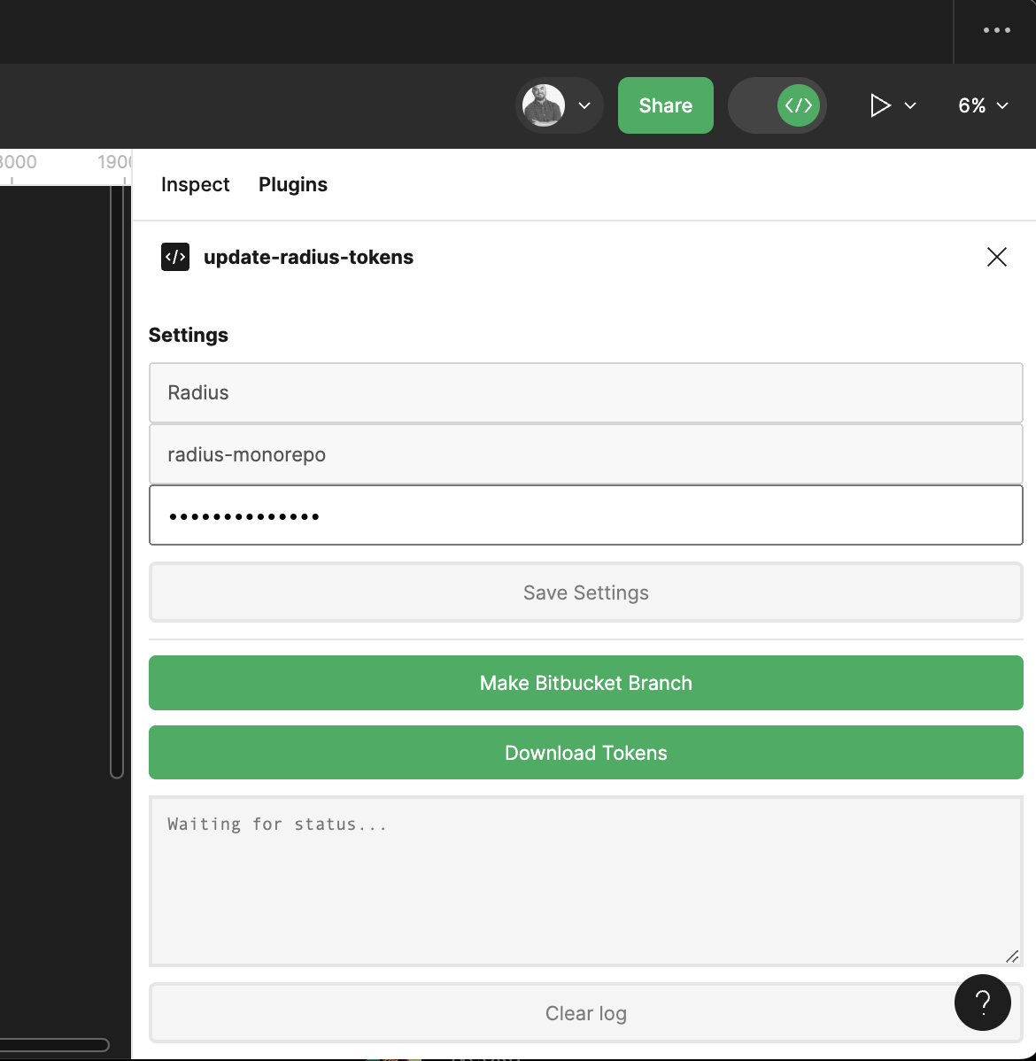 a plugin that generates a branch in our Bitbucket with variables exported from Figma