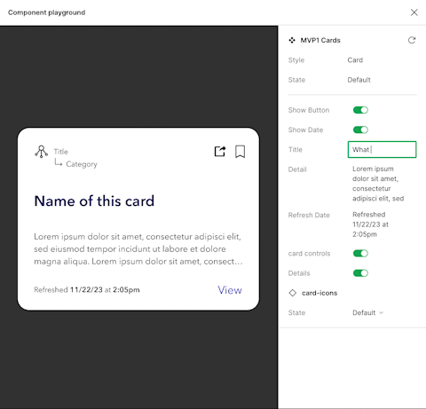 preview component in playground