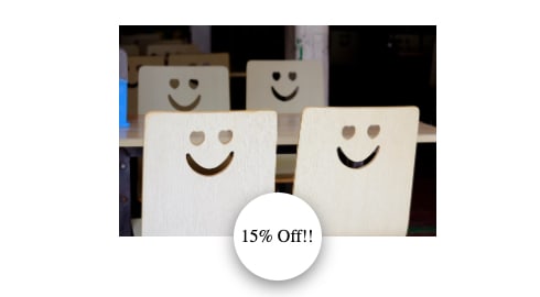 15% off sticker appears