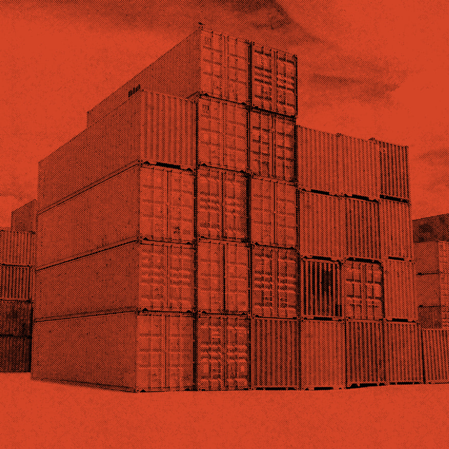 Stacked shipping containers