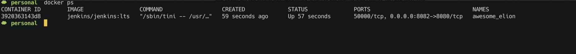your container running