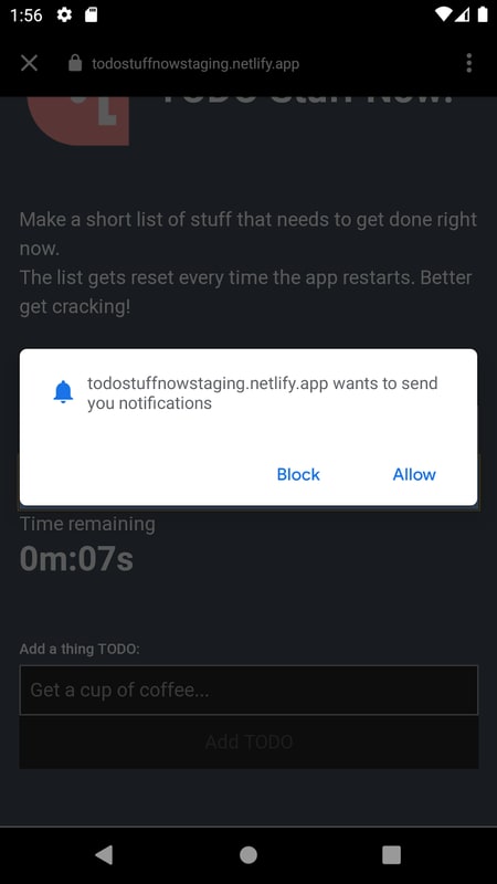 notifications popup