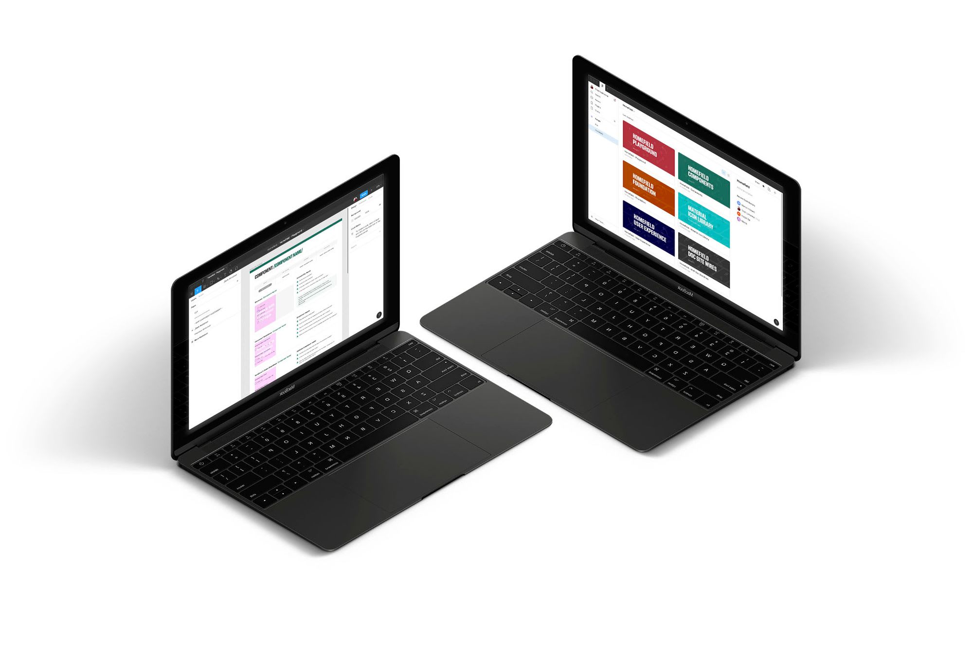 laptop screens showing design work