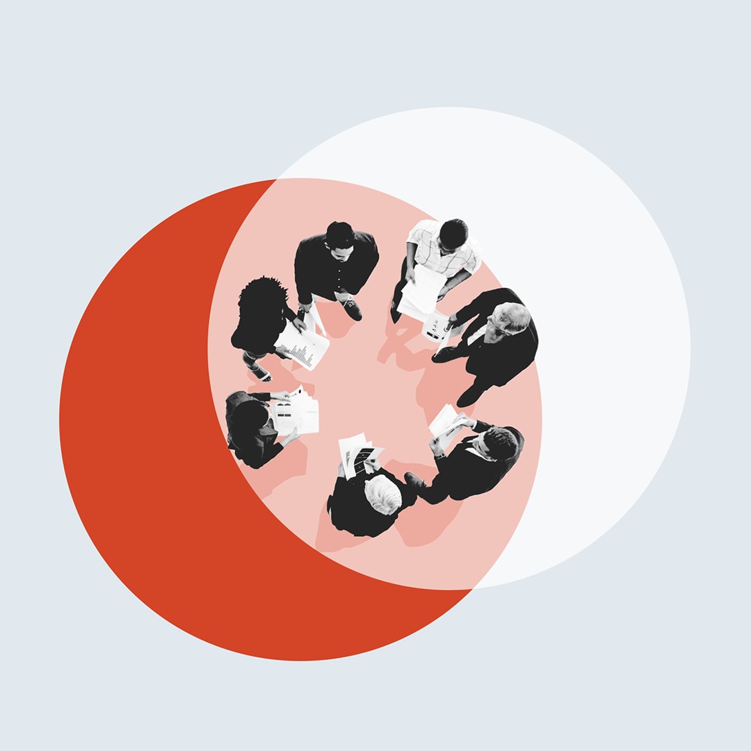 Corporate Group standing in a Venn diagram