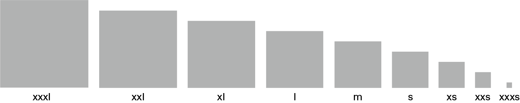 Shirt sizes with relatively sized squares