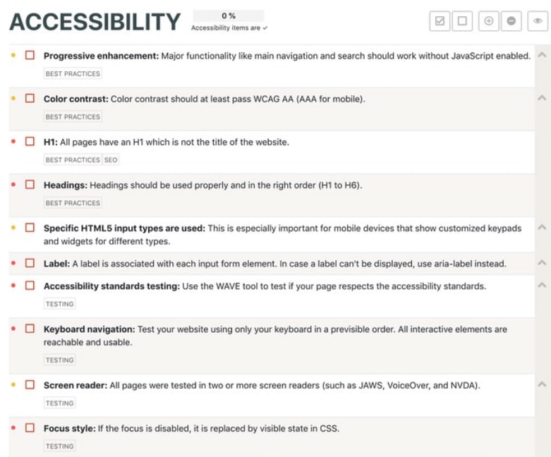 Accessibility checklist