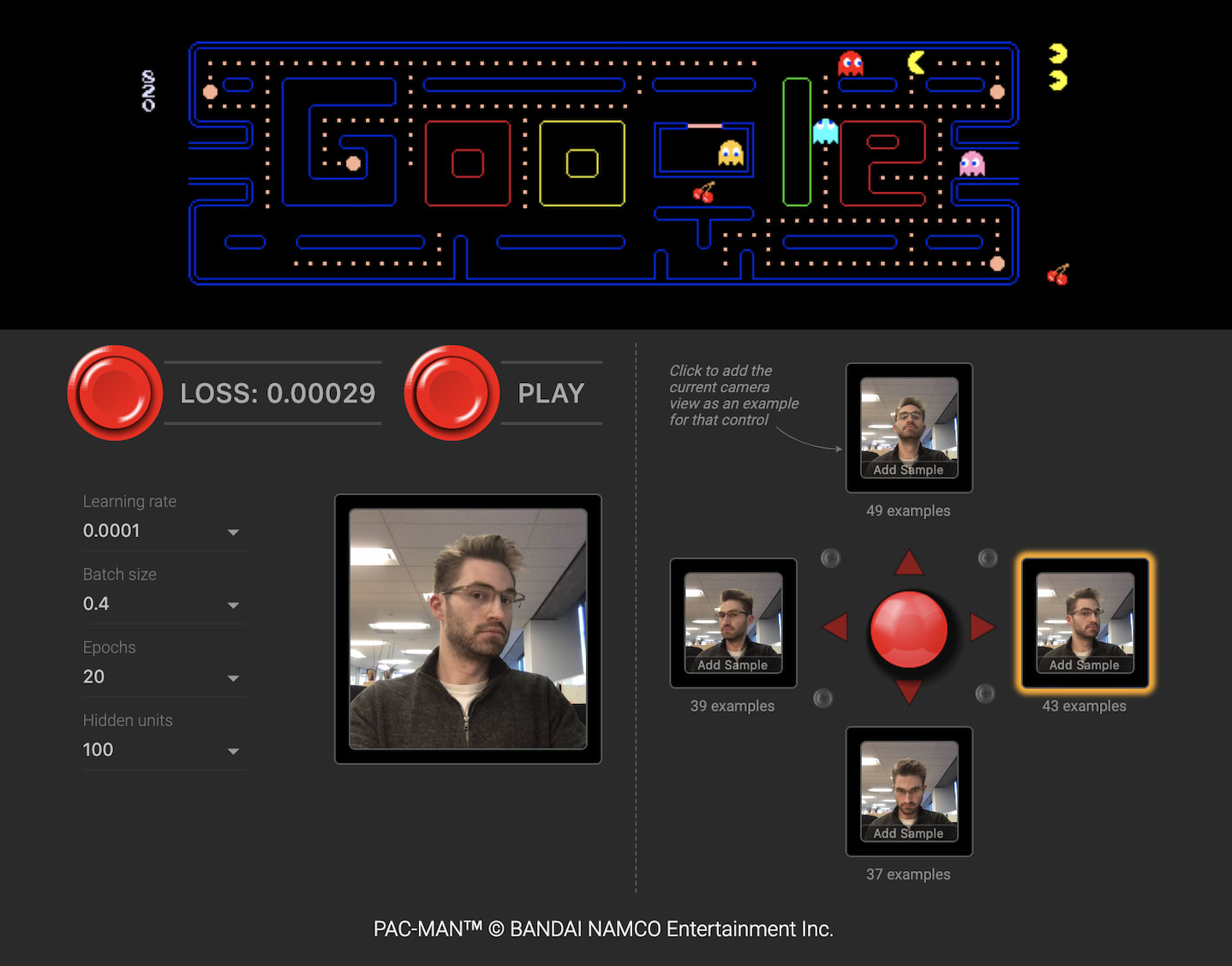 Google's WebCam Pacman Game