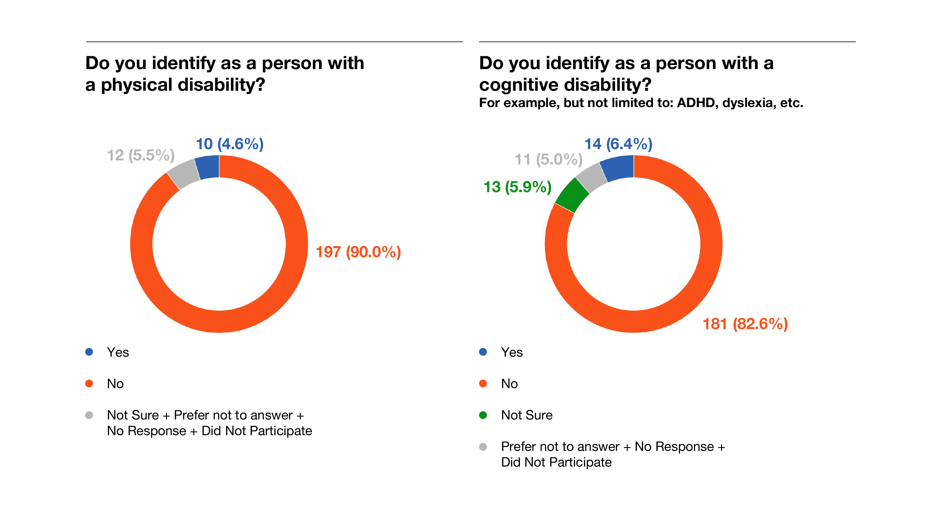Physical Disabilities and Cognitive Disabilities Pie Charts