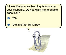 Mr. Clippy enabling caps lock