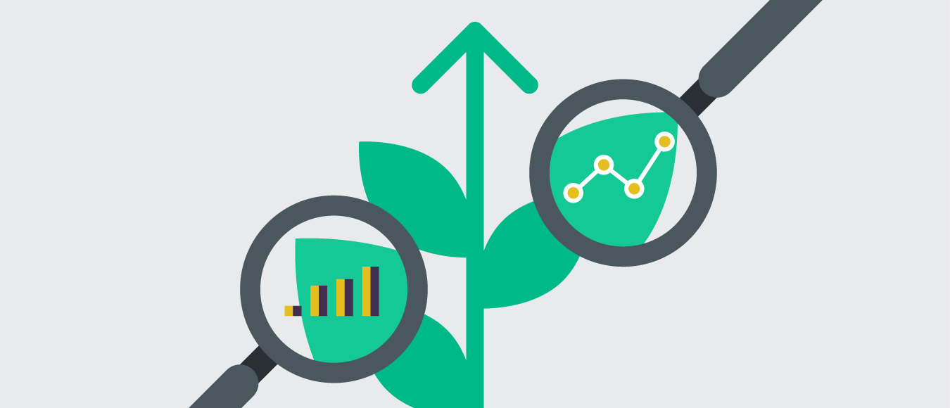 magnifying graphs on growing plant