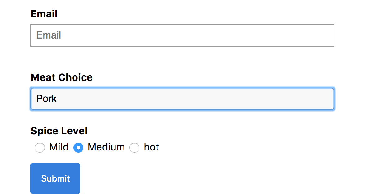 example form with checkboxes