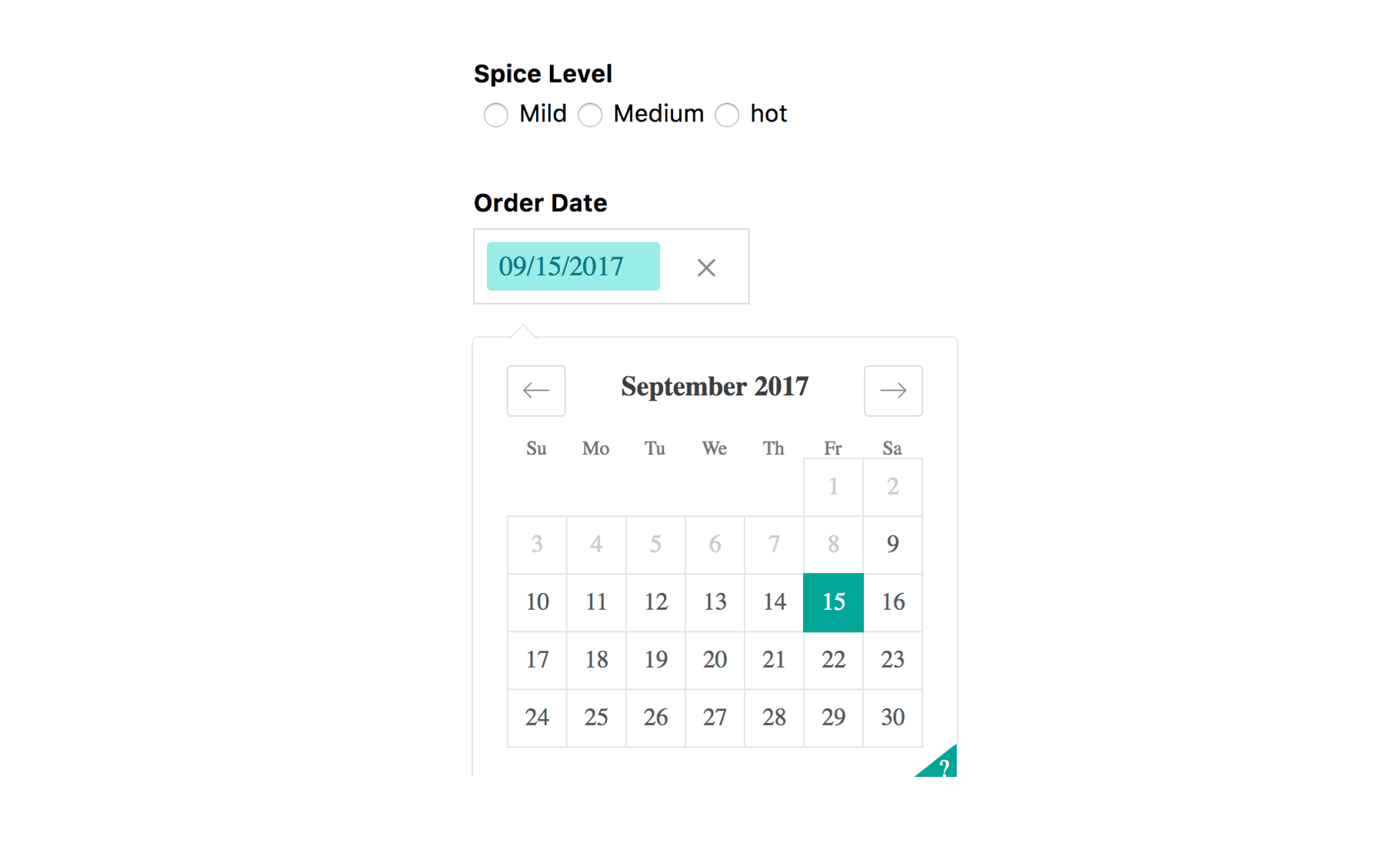 calendar date selector