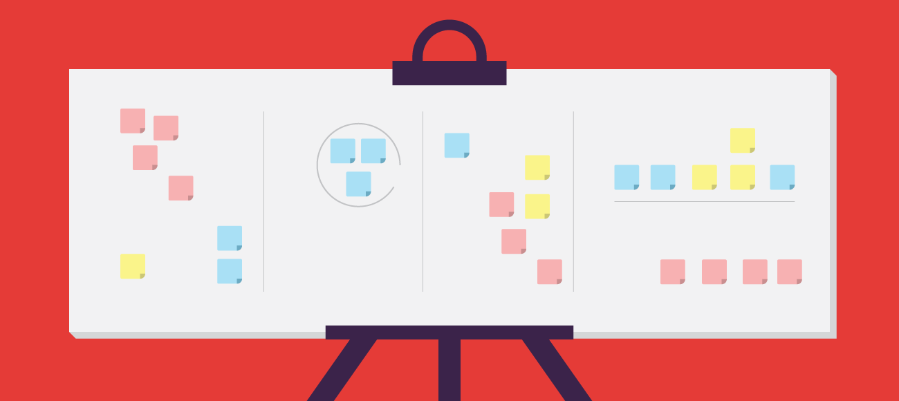 A large canvas with sticky notes.