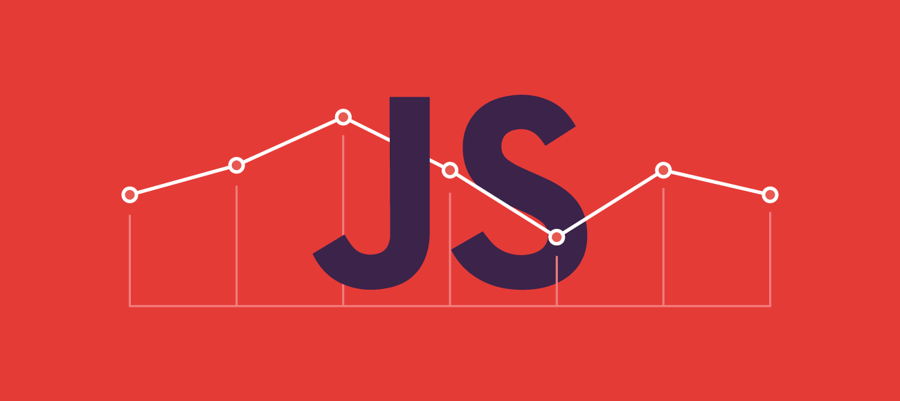 graph overlaid with JavaScript iconography