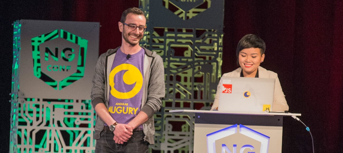 Igor Kamenetsky and Vanessa Yuen speaking at ngConf 2016