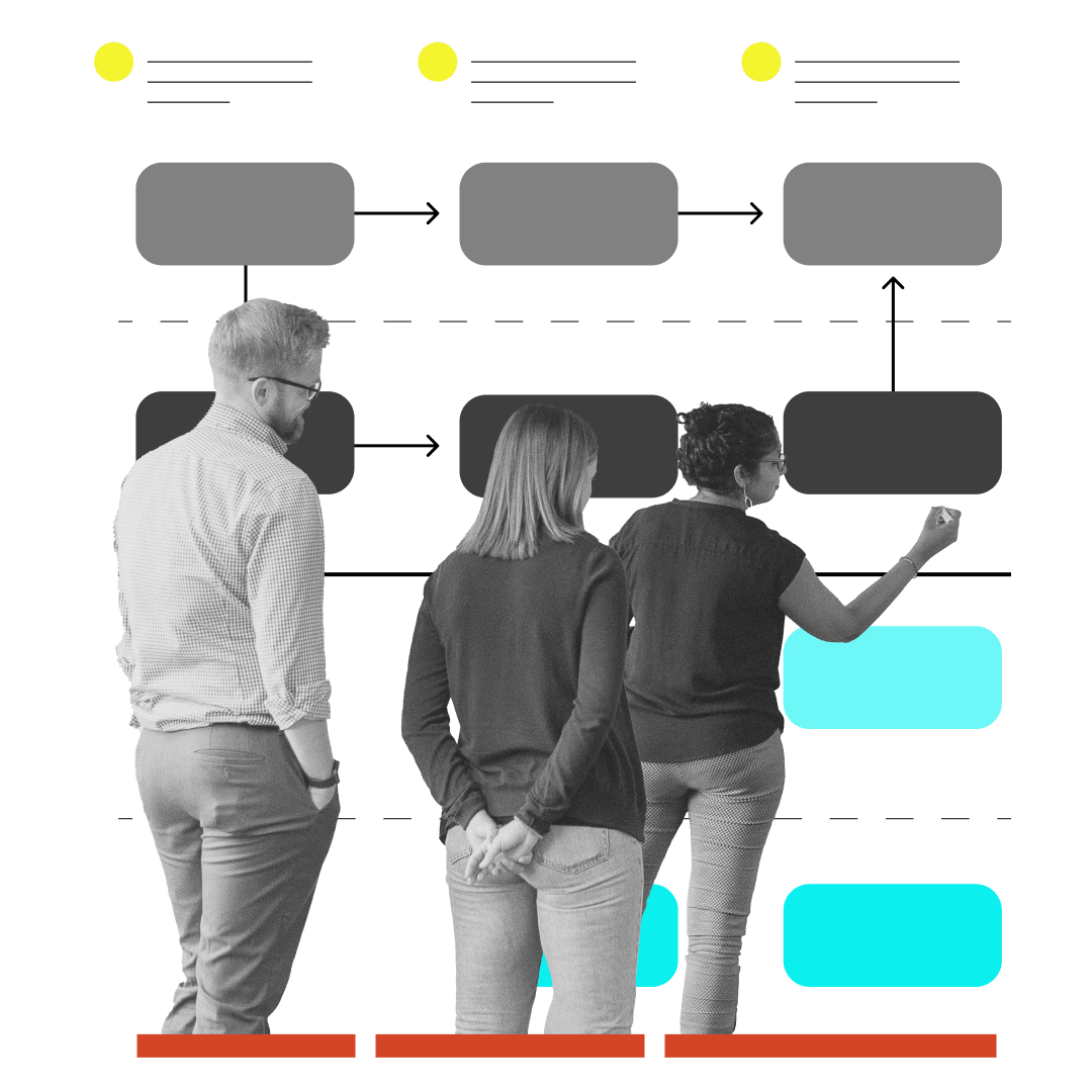 Service Blueprint Design. Collage.