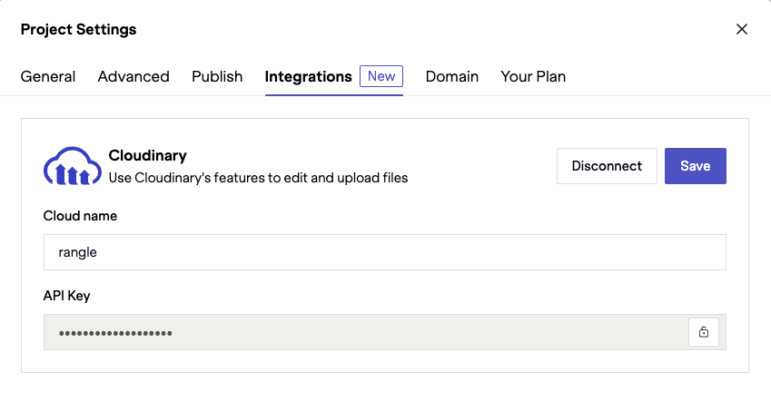 Stackbit cloudinary integration settings