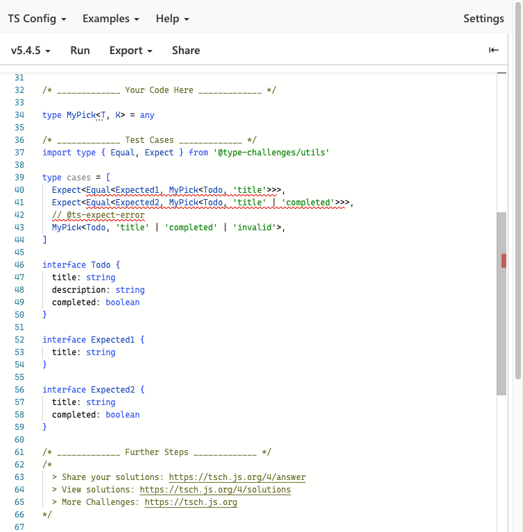 TS playground in a browser-based IDE