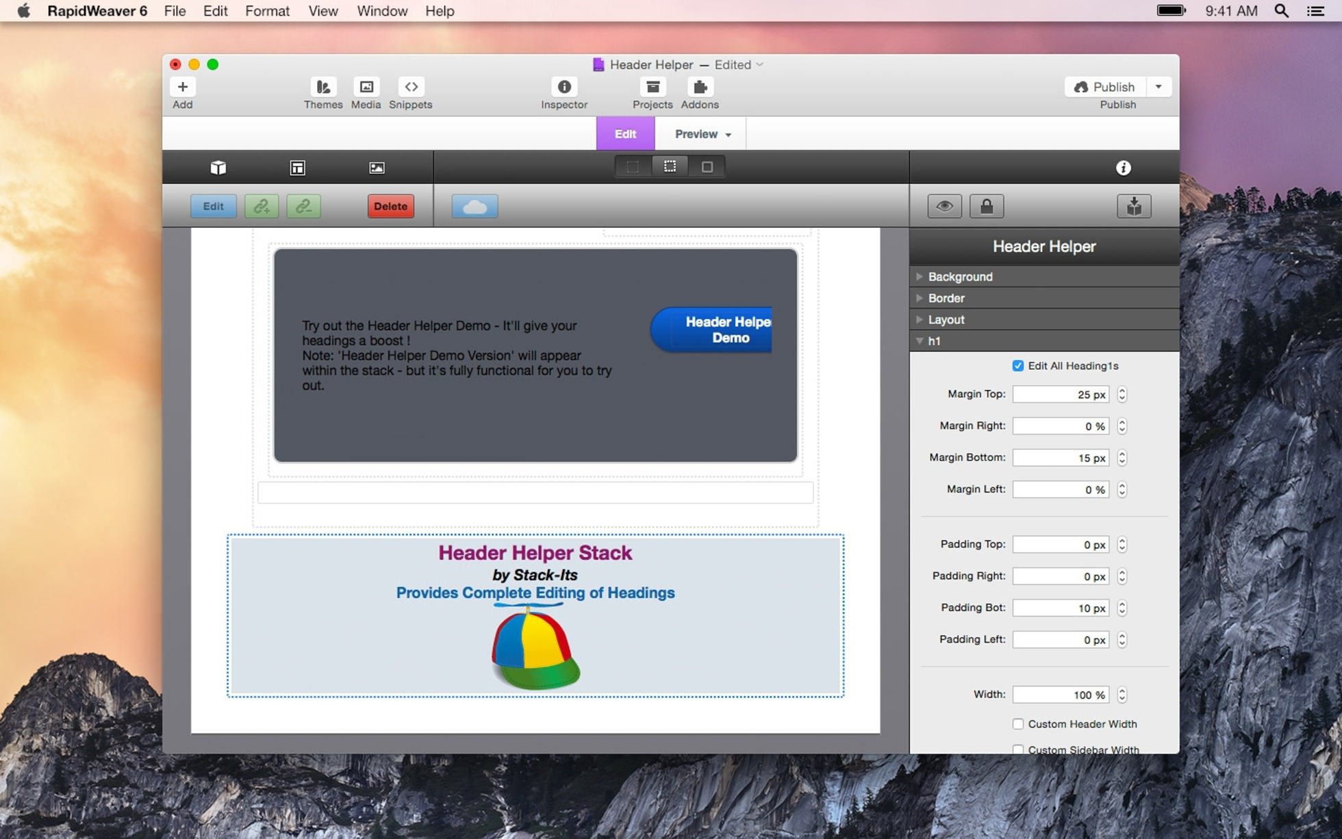 Header Helper screenshot