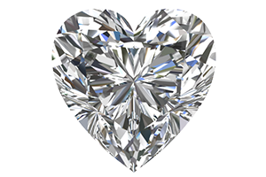 Image of a sparkling heart cut diamond with a black background