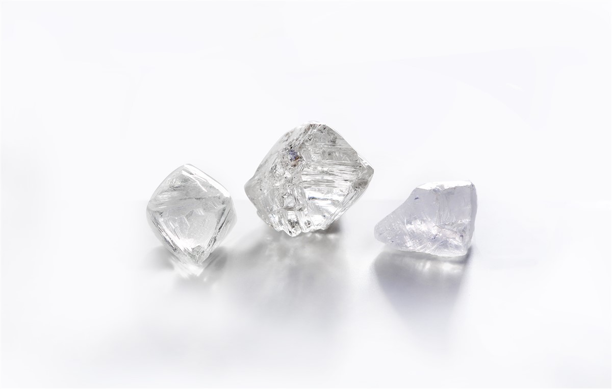 3 pieces of rough diamond