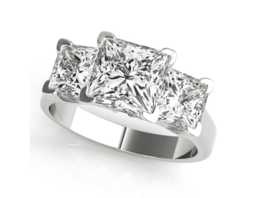 three stone princess cut diamond ring 