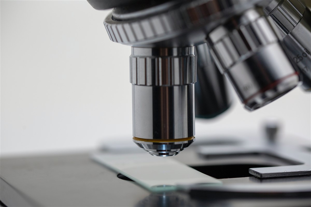 A close-up of a microscope