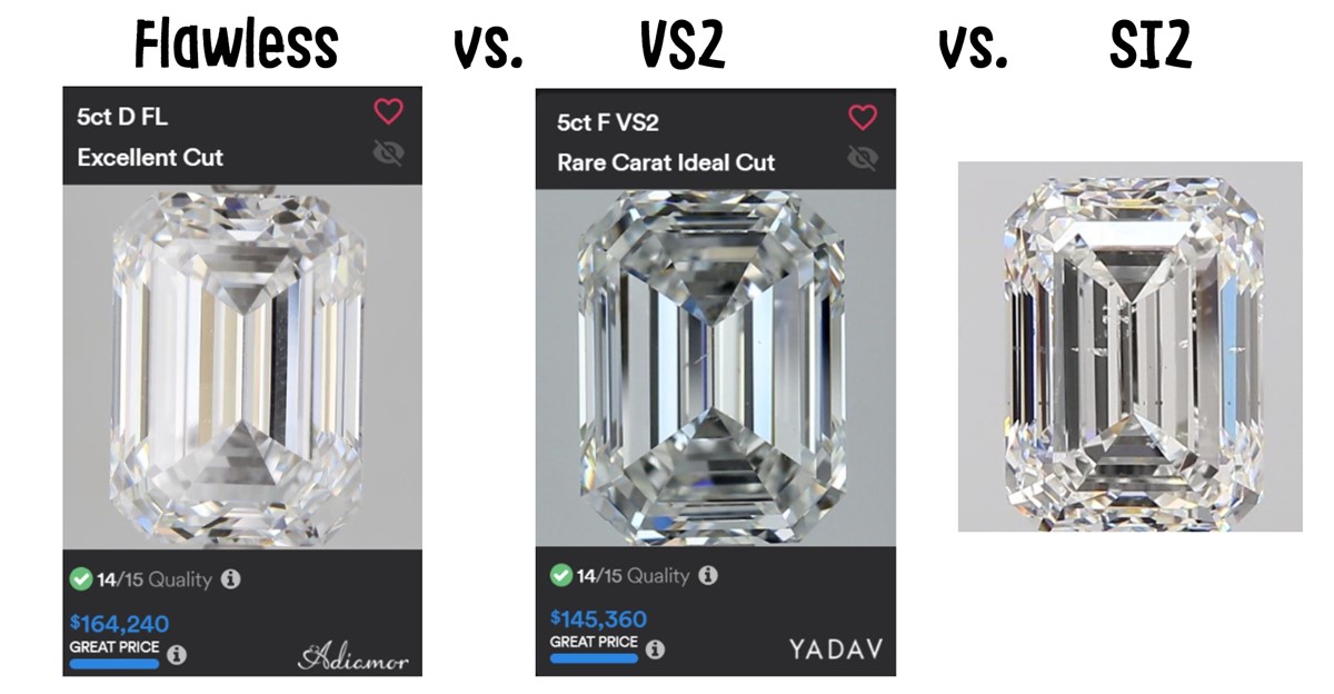 5 carat diamond Emerald comparison