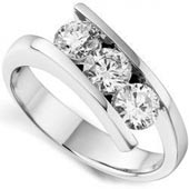 white gold bypass tension setting with three round brilliant diamonds