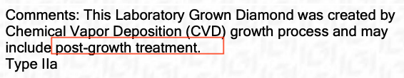 Post Growth Treatment on Lab diamonds
