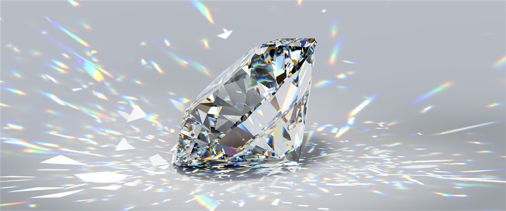 A diamond exhibiting fire and brilliance 