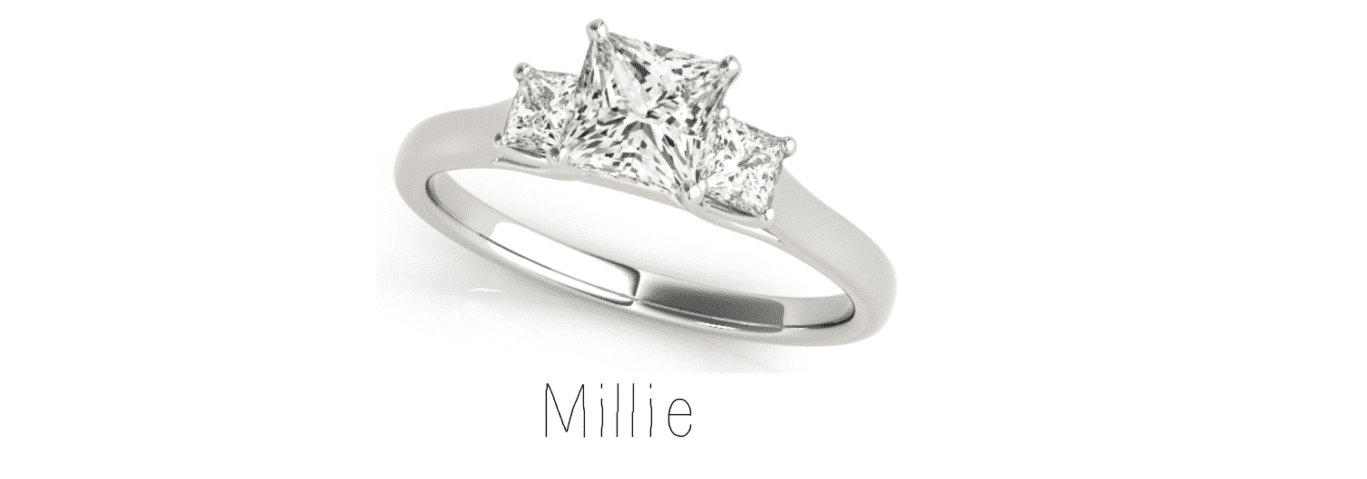 Millie 3-stone princess setting