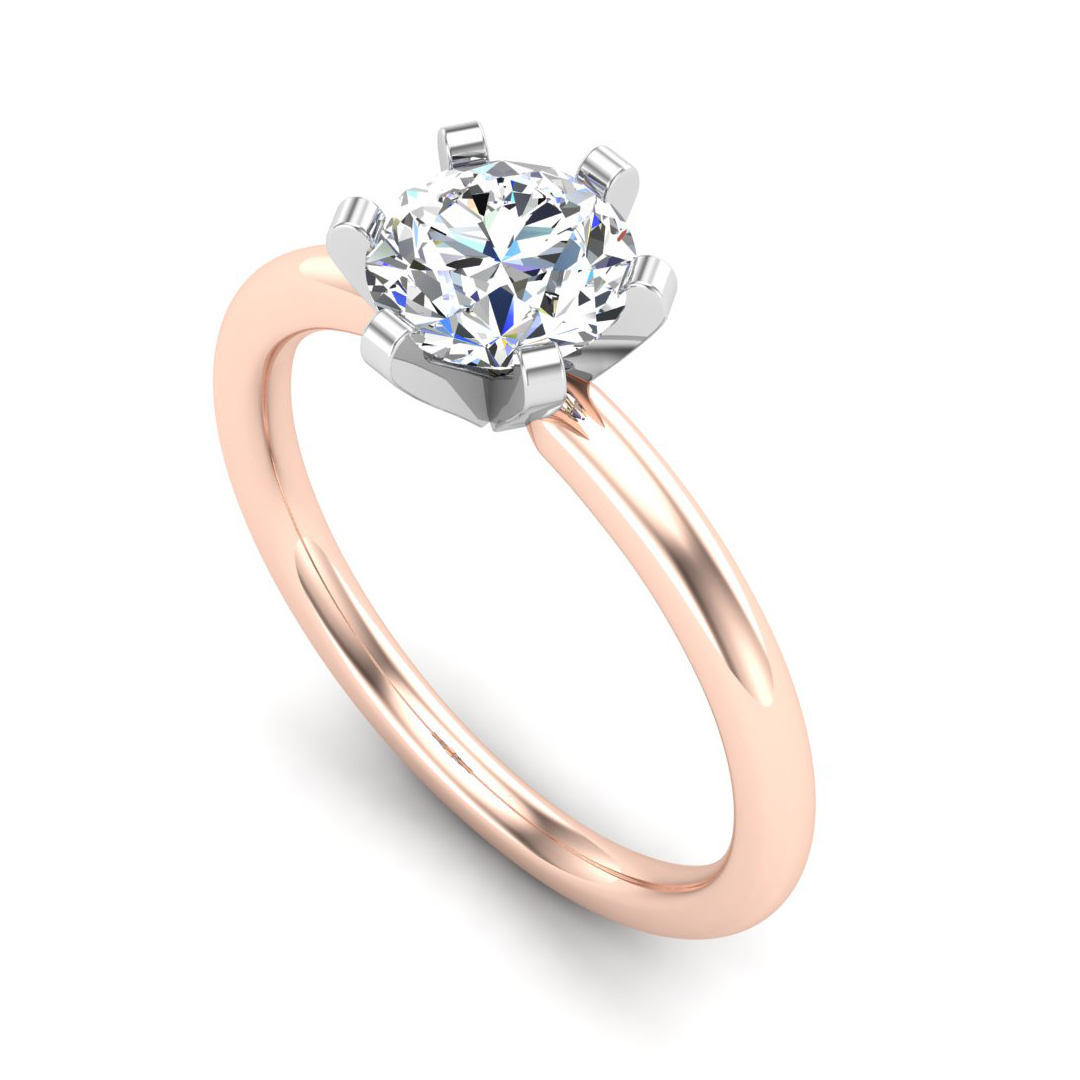 Ilana 6 Prong Rose Gold Solitaire Engagement Ring