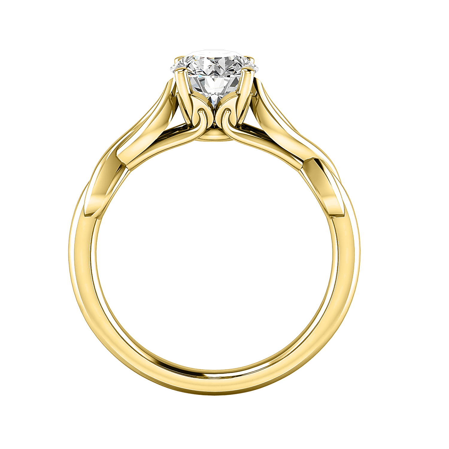 Mia Twisted Plain Band 4 Prong Solitaire 18k yellow gold