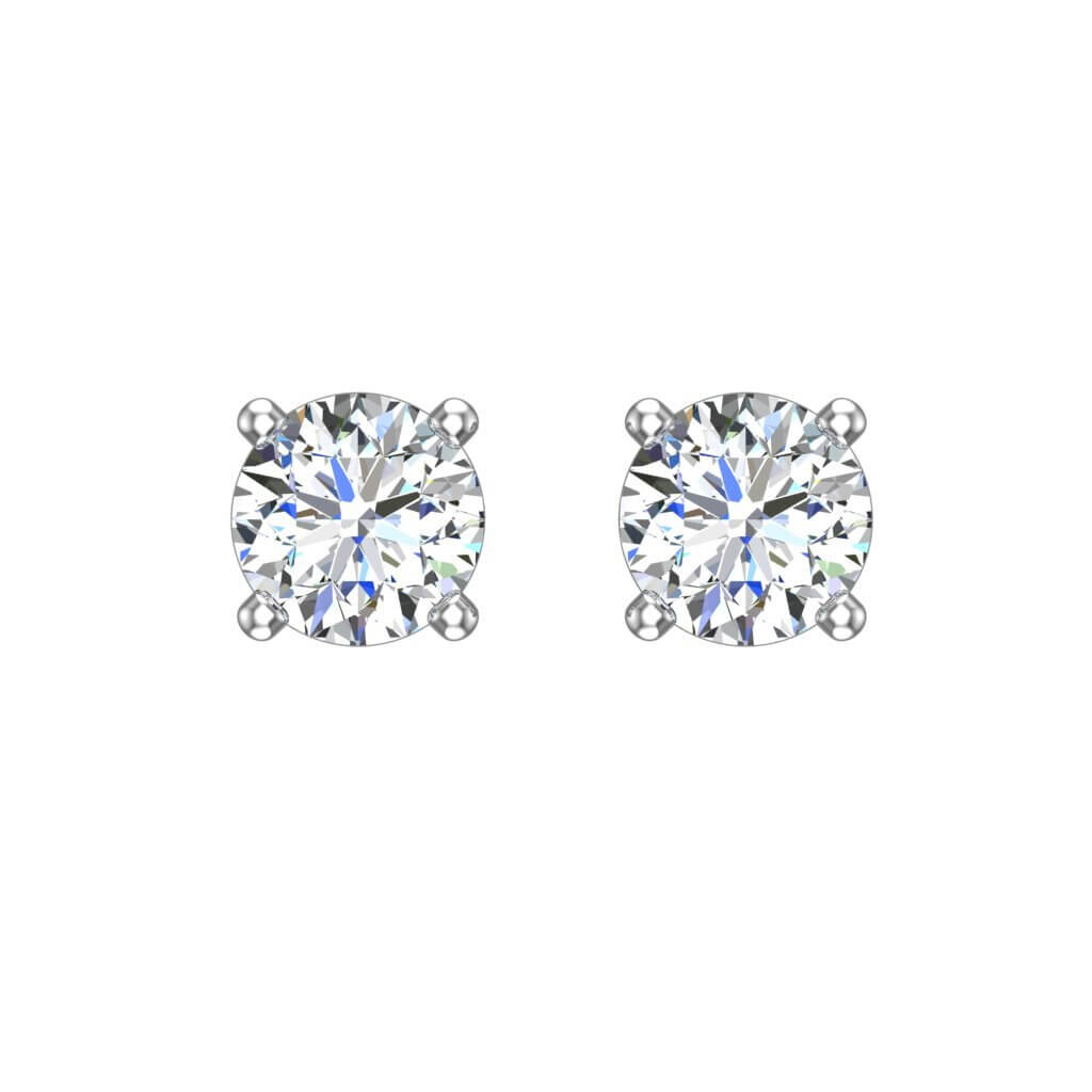 Front view of 4 prong diamond stud earrings 