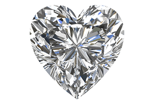 Image of a sparkling heart cut diamond with a black background