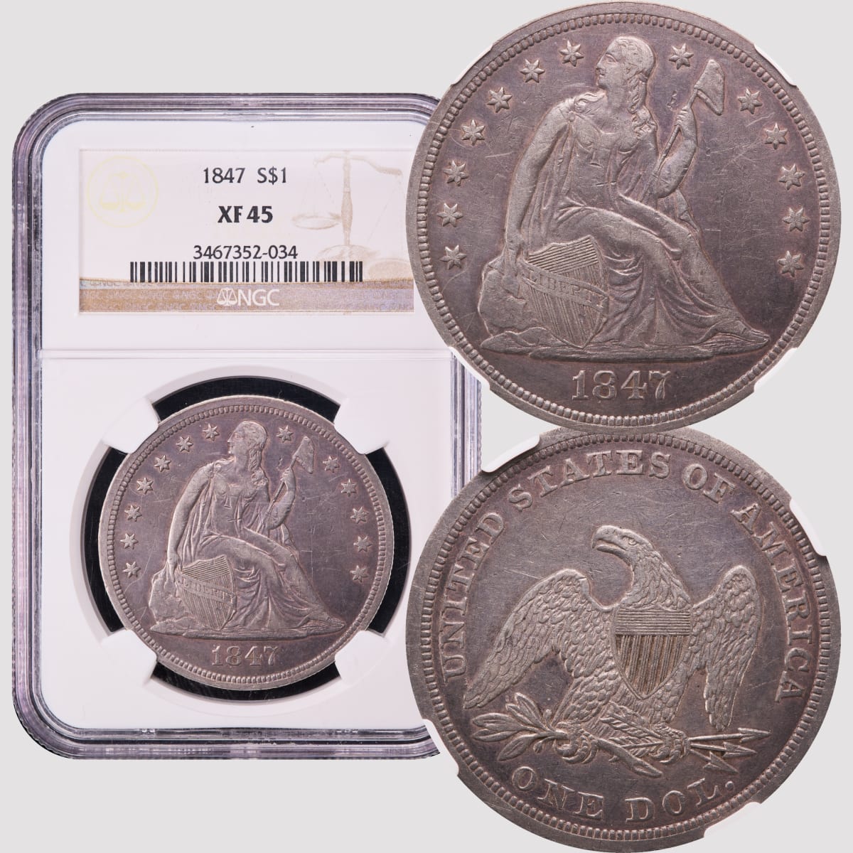 1847 Seated Liberty Dollar ($1) NGC XF45 - Rarity7