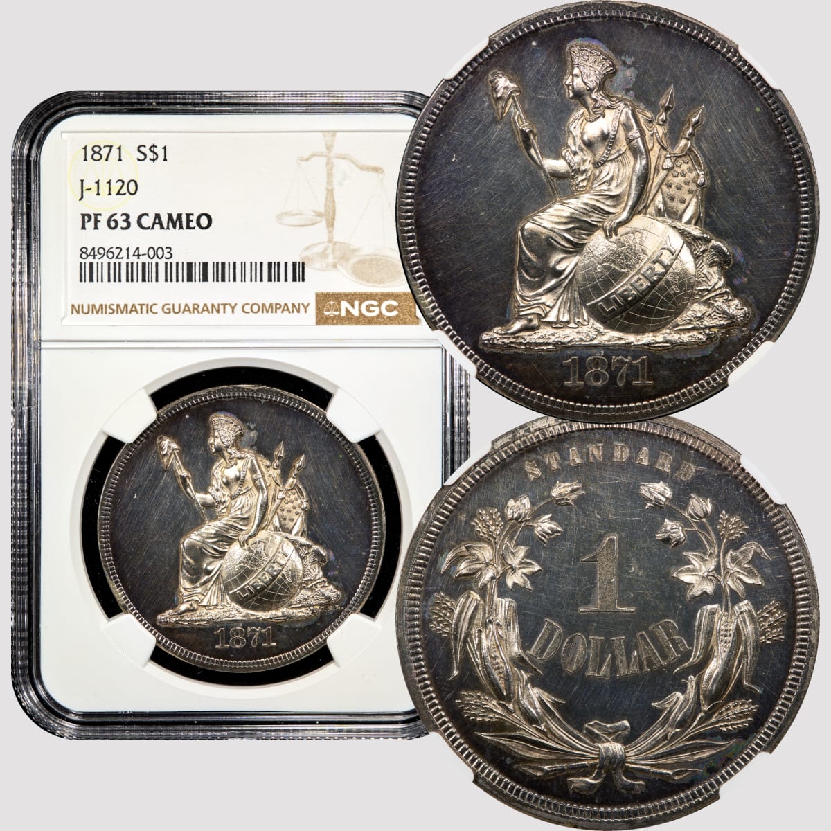1871 Standard Silver Pattern Dollar ($1) J-1120 NGC PR63 CAM - Rarity7