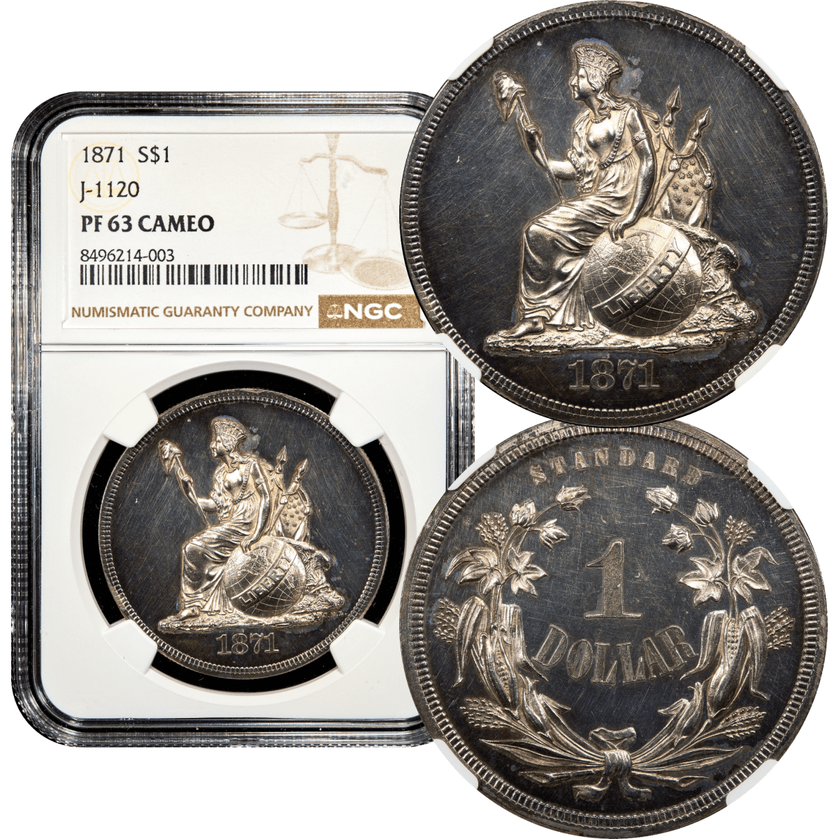 1871 Standard Silver Pattern Dollar ($1) J-1120 NGC PR63 CAM — Rarity7