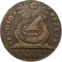 1787 Fugio Cent (1c) 4 Cinq 8 Pointed Stars OGH OBVERSE Image